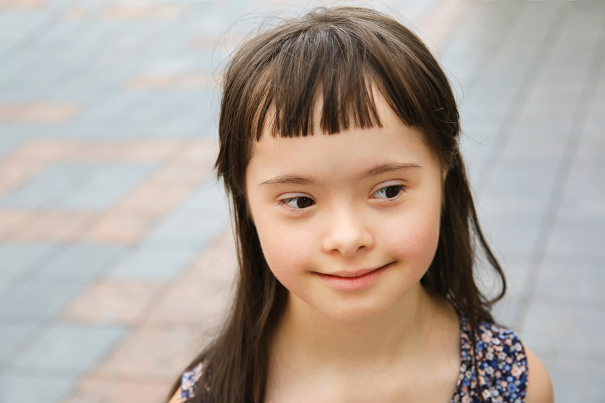A young girl with down syndrome