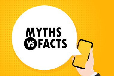 Myths vs Facts speech bubble coming out of a mobile phone